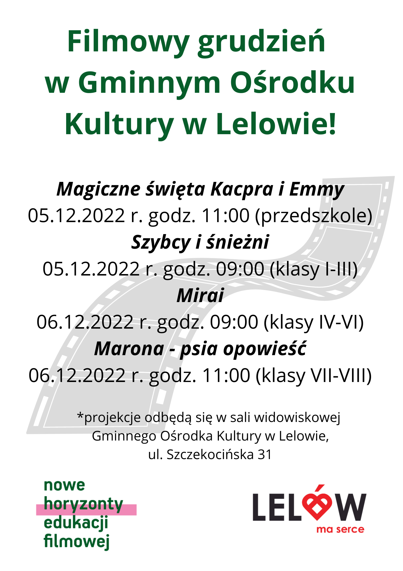 Filmowy grudzień w Gminnym Ośrodku Kultury w Lelowie!